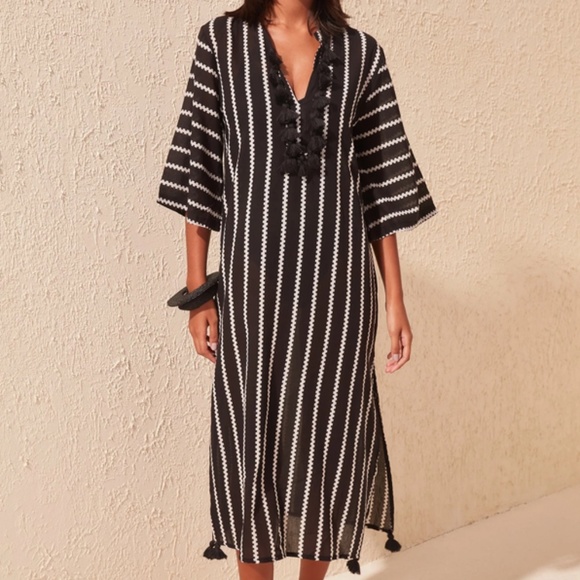 Black and White Striped Swim Coverup - Picture 2 of 14